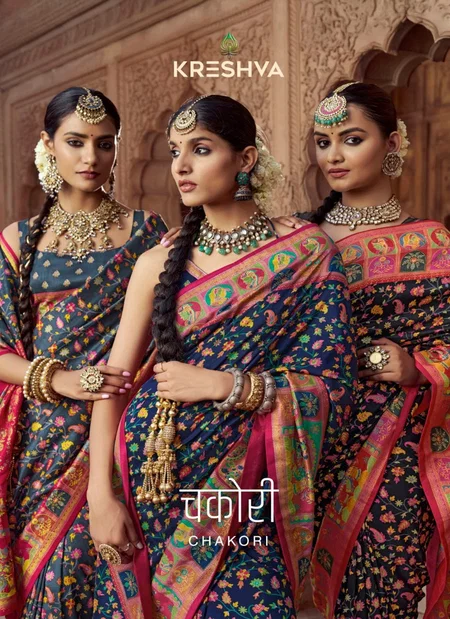 Chakori By Kreshva P.V Silk With Pashmina Print Saree Wholesale Clothing Suppliers In India